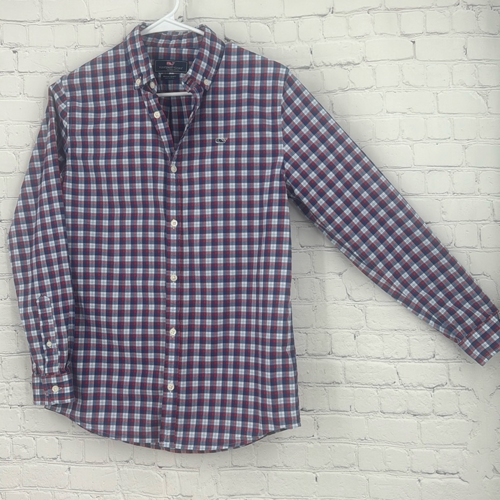 Vineyard Vines  Boys Long Sleeve button down 100% Cotton Whale Shirt Size L